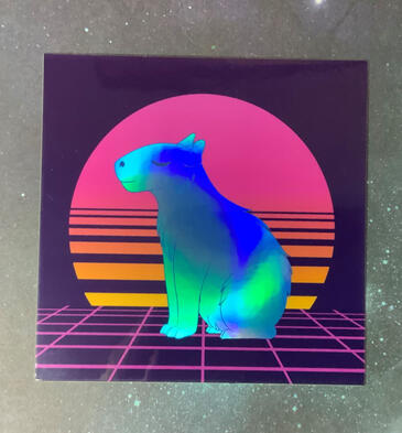 Vaporwave Capybara Holographic Sticker